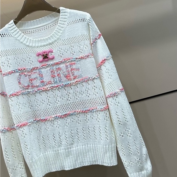 Celine Cream and Pink Women's Sweater - Picture 2 of 4